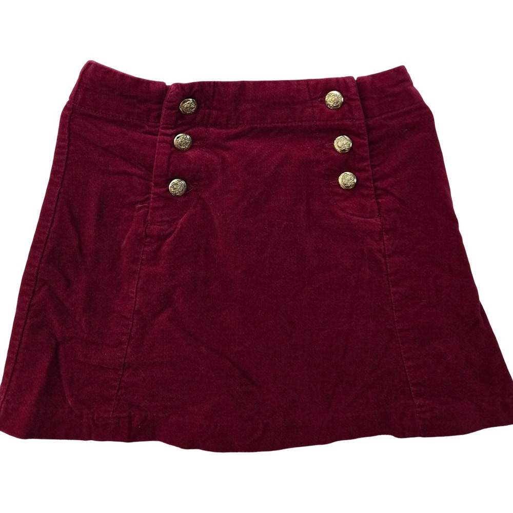 Janie and Jack Girls Corduroy Skirt Maroon Gold Button Accent‎ Size 6